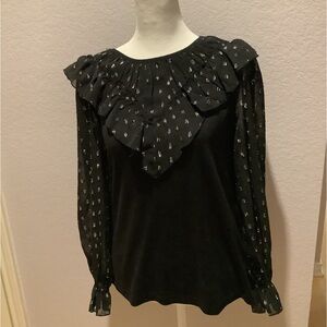 LOFT Black Blouse with Silver Embellishments